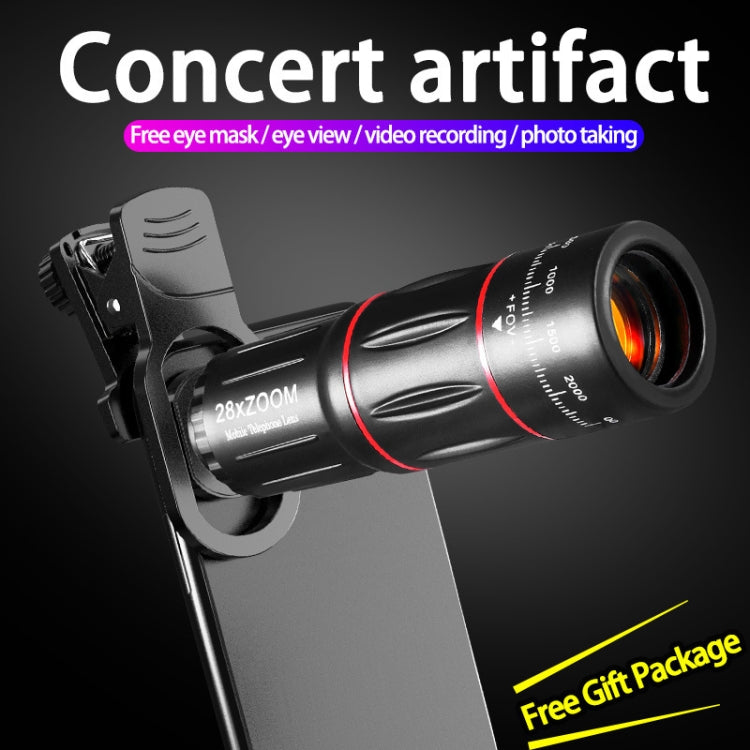 W28-QK Mobile Phone Universal Lens Telescope 28X Big Pocket + Metal Tripod Set, Big Pocket + Metal Tripod